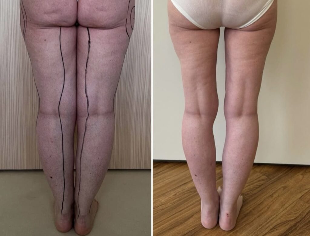 Lipedema Stage 2 Before and After Surgery Rear View